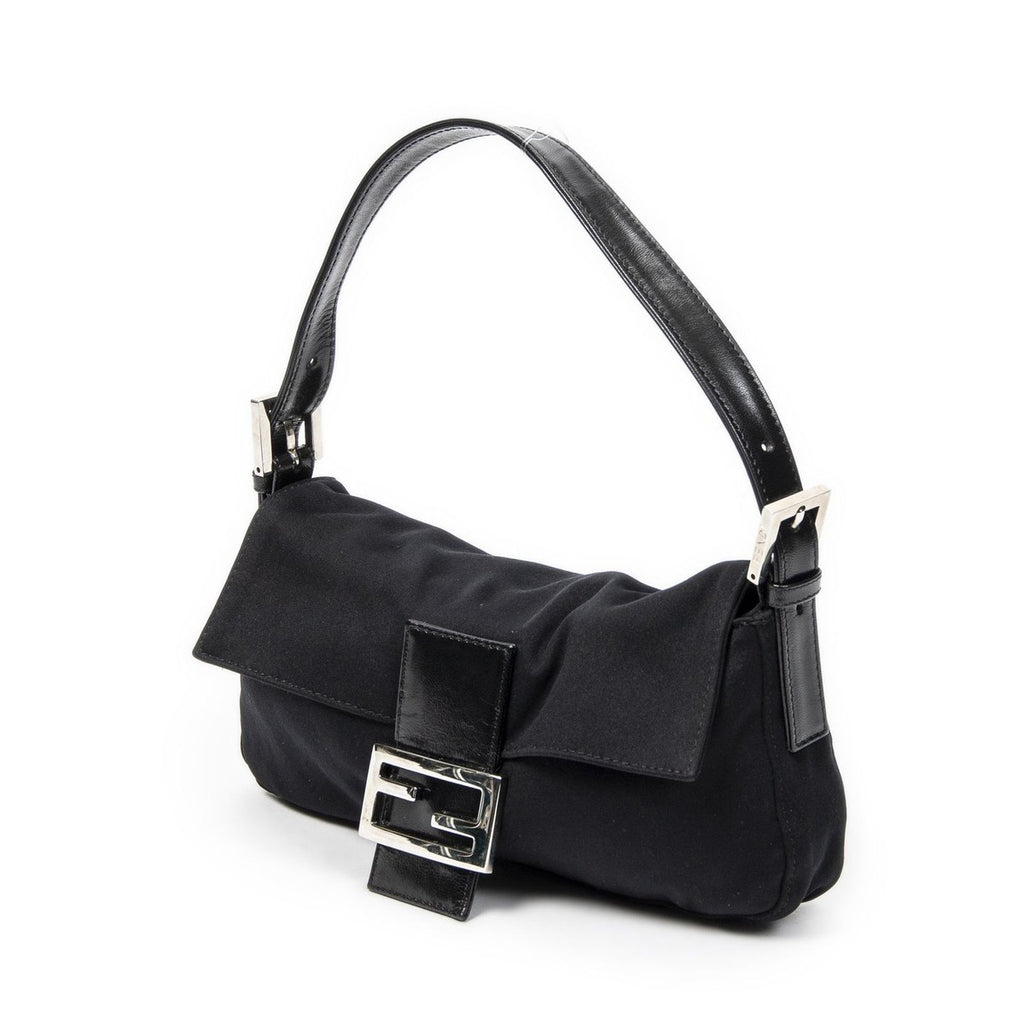 Fendi Mamma Baguette Black Jersey Nylon Canvas Shoulder Bag Bucket — view 2