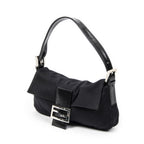 Fendi Mamma Baguette Black Jersey Nylon Canvas Shoulder Bag Bucket — view 2