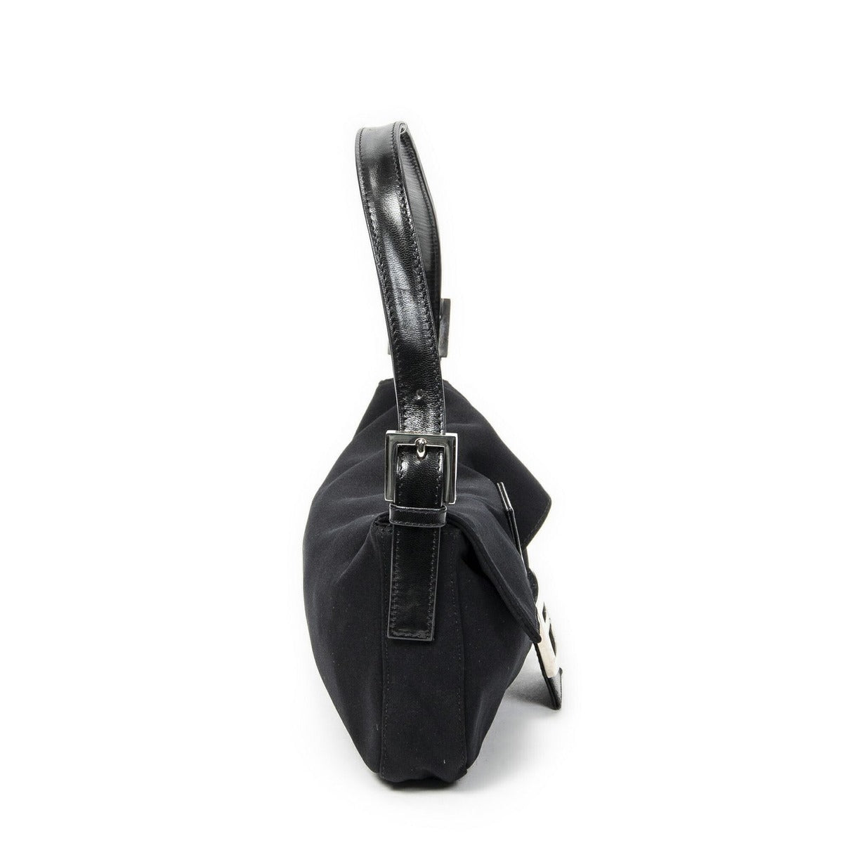 Fendi Mamma Baguette Black Jersey Nylon Canvas Shoulder Bag Bucket — view 4