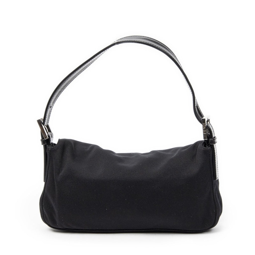 Fendi Mamma Baguette Black Jersey Nylon Canvas Shoulder Bag Bucket — view 5