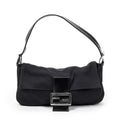 Fendi Mamma Baguette Black Jersey Nylon Canvas Shoulder Bag Bucket
