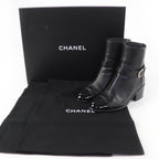 Chanel CC Logo Leather Ankle Boots Short Black 35 Handbag — view 2