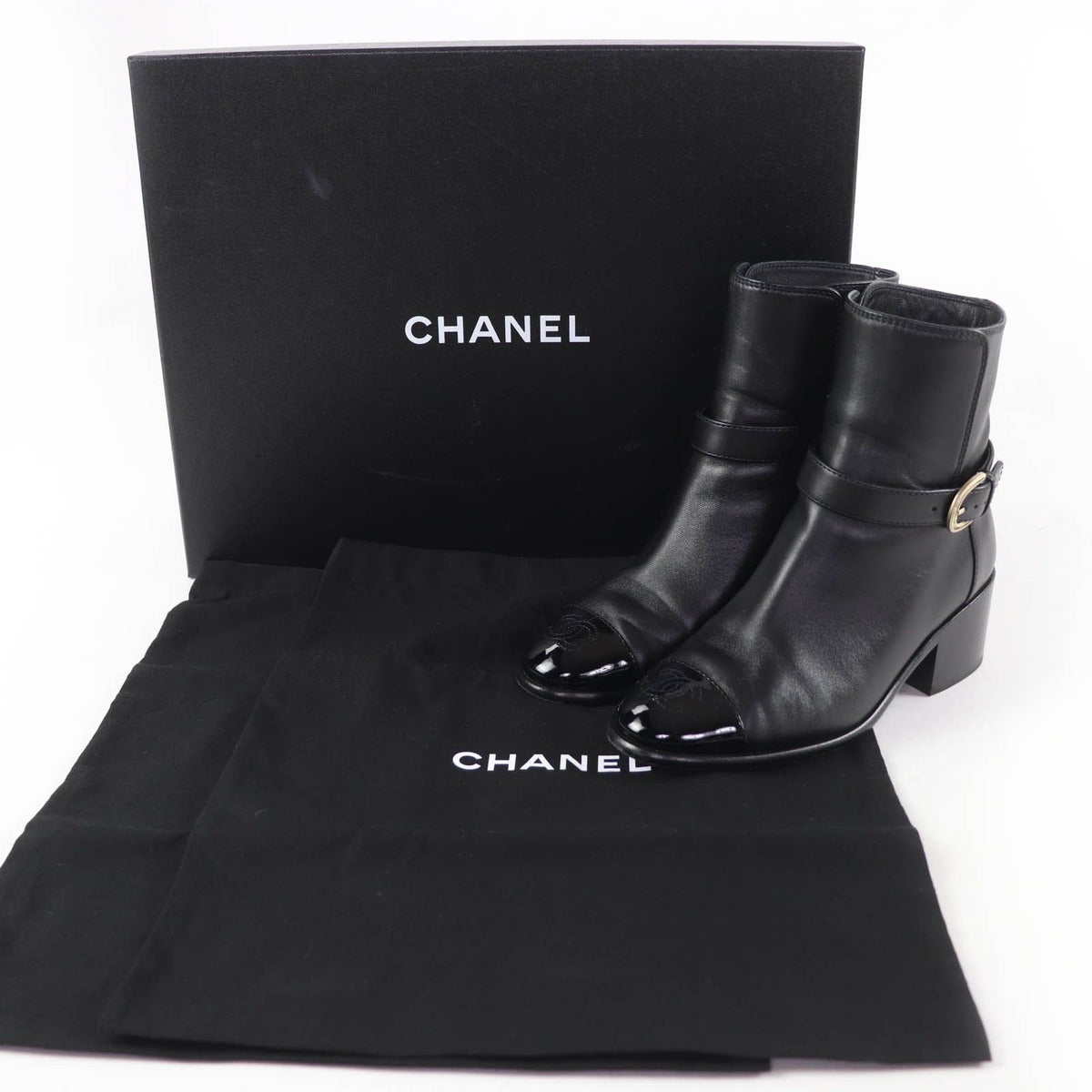 Chanel CC Logo Leather Ankle Boots Short Black 35 Handbag — view 2