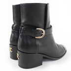Chanel CC Logo Leather Ankle Boots Short Black 35 Handbag — view 3