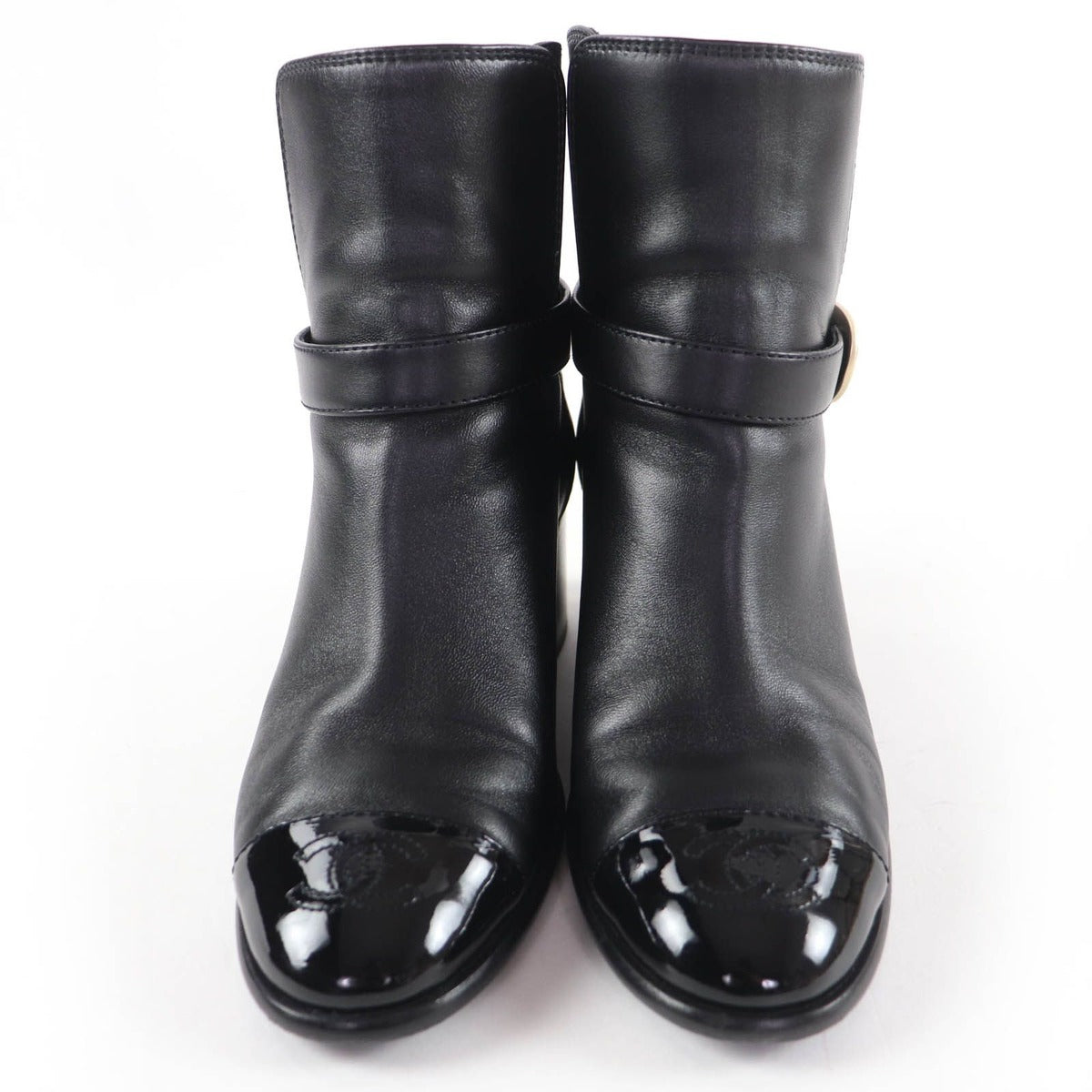 Chanel CC Logo Leather Ankle Boots Short Black 35 Handbag — view 4