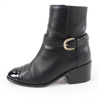 Chanel CC Logo Leather Ankle Boots Short Black 35 Handbag — view 5