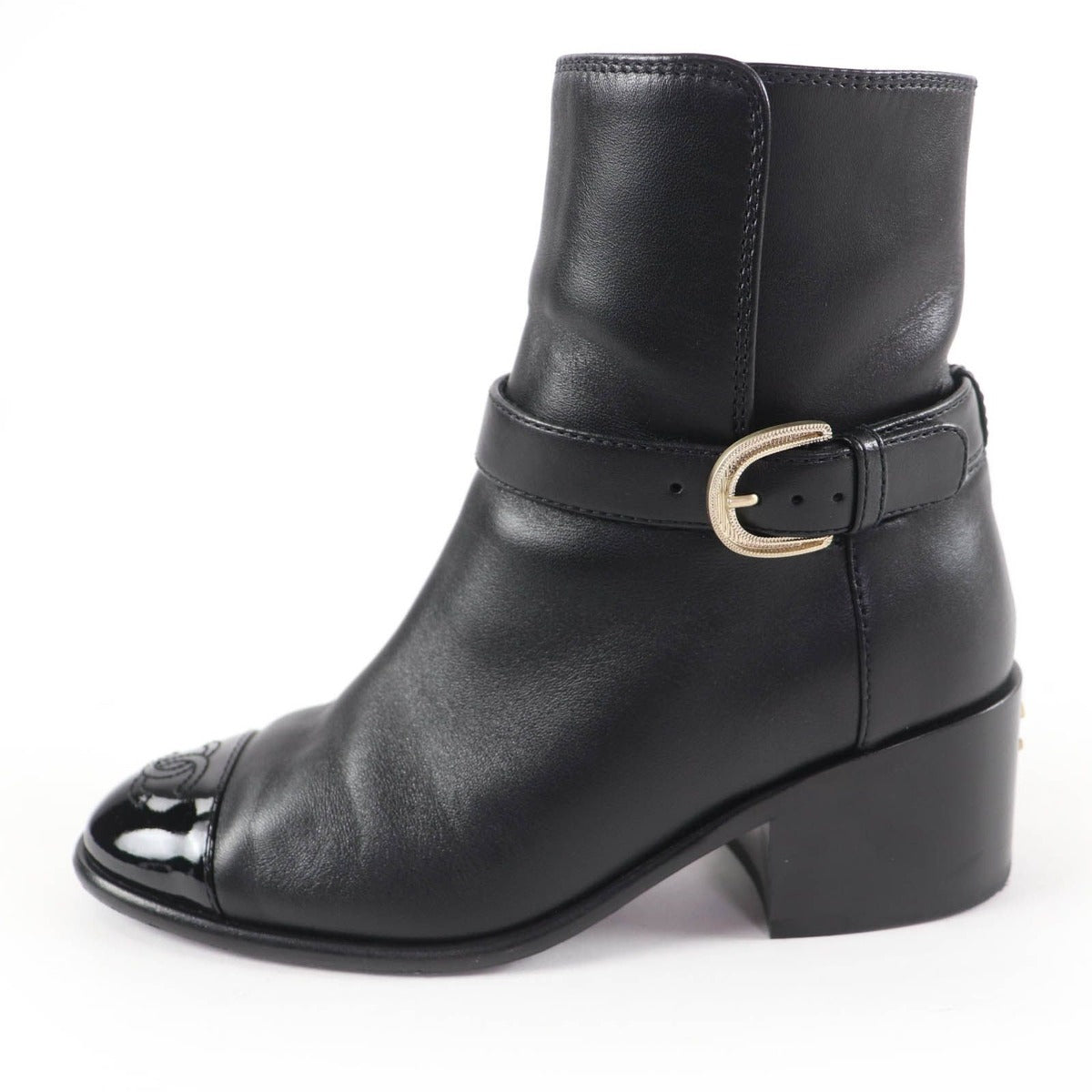 Chanel CC Logo Leather Ankle Boots Short Black 35 Handbag — view 5