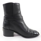 Chanel CC Logo Leather Ankle Boots Short Black 35 Handbag — view 6