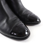 Chanel CC Logo Leather Ankle Boots Short Black 35 Handbag — view 8