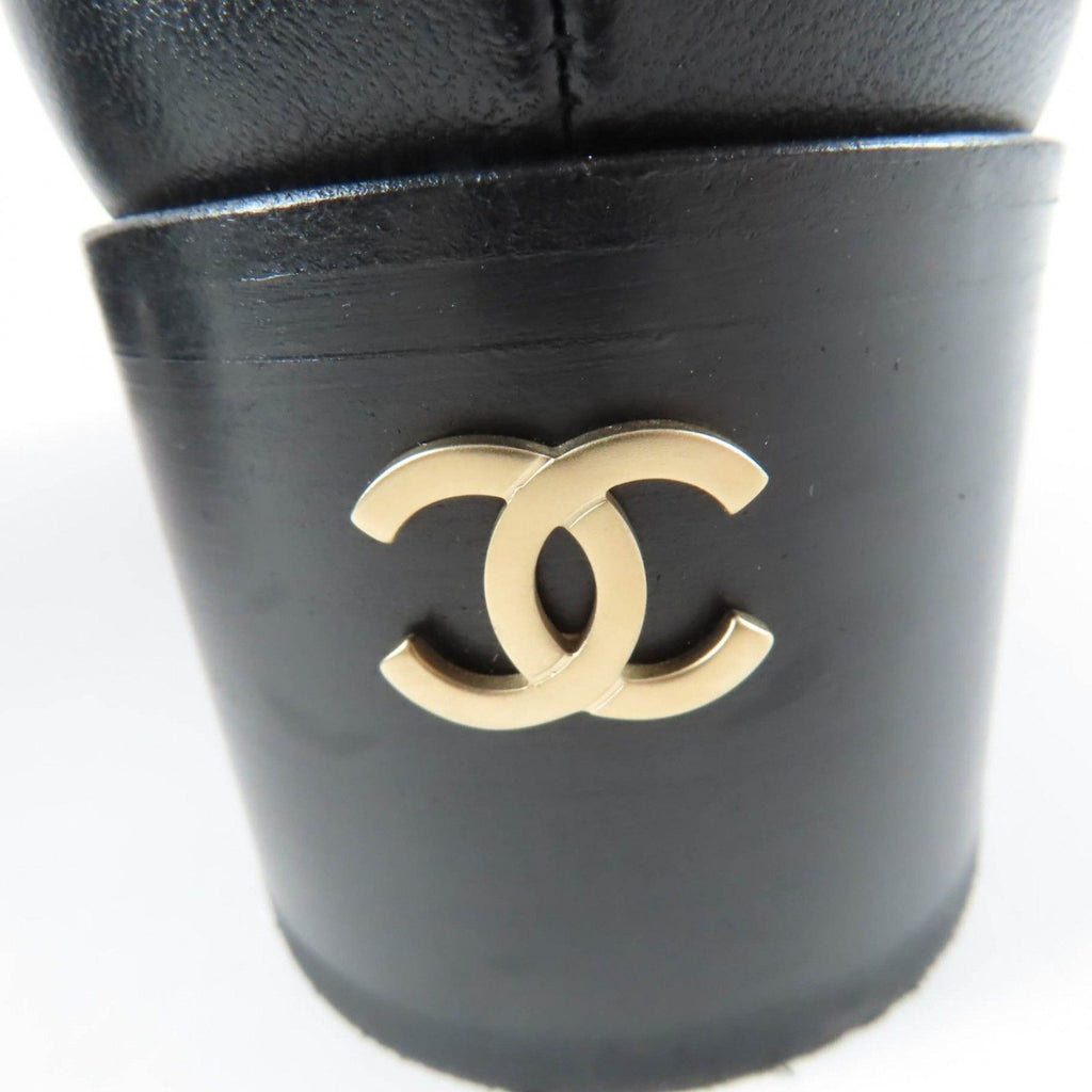 Chanel CC Logo Leather Ankle Boots Short Black 35 Handbag — view 9