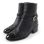 Chanel CC Logo Leather Ankle Boots Short Black 35 Handbag