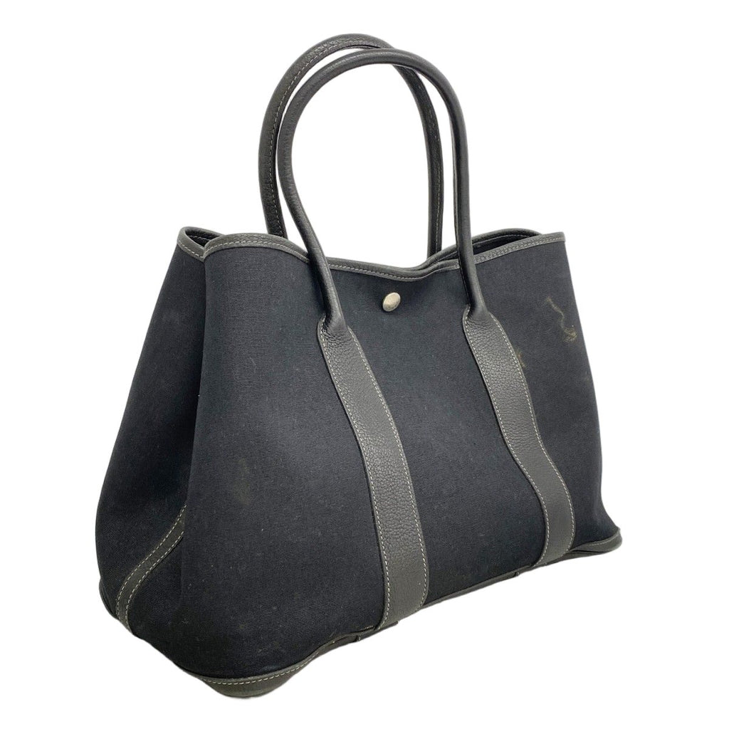 Hermes Tote Garden Party PM Toile Officier Black Silver — view 2