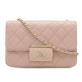 Chanel Beauty Lock Quilted CC Logo Flap Chain Shoulder Bag Leather Pink Gold