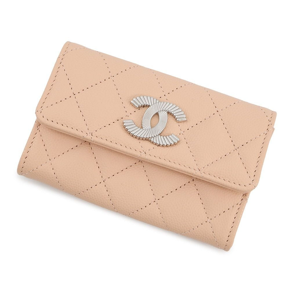 Chanel Card Case Quilted CC Logo Caviar Leather Business