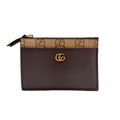 Gucci Double Bicolor Leather Gray Beige Card Case Gold