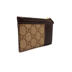 Gucci Double Bicolor Leather Gray Beige Card Case Gold — view 2