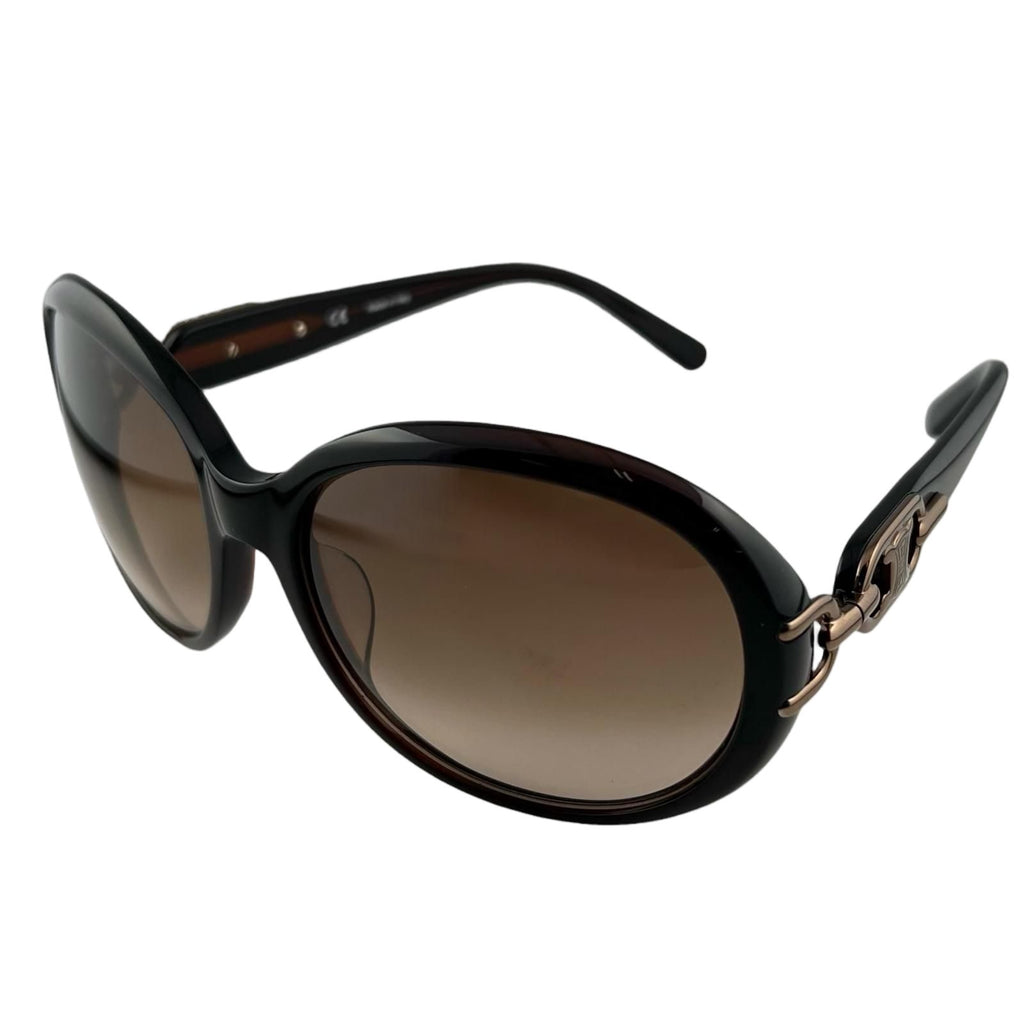 Celine Triomphe Acetate Brown Sunglasses Gold Eyewear