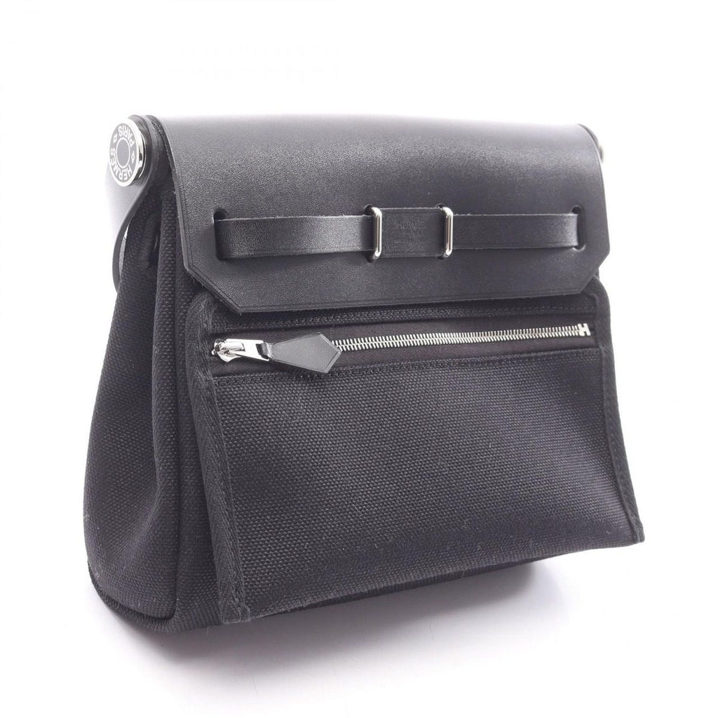 Hermes Shoulder Bag Herbag Zip Mini Black Canvas Leather — view 2