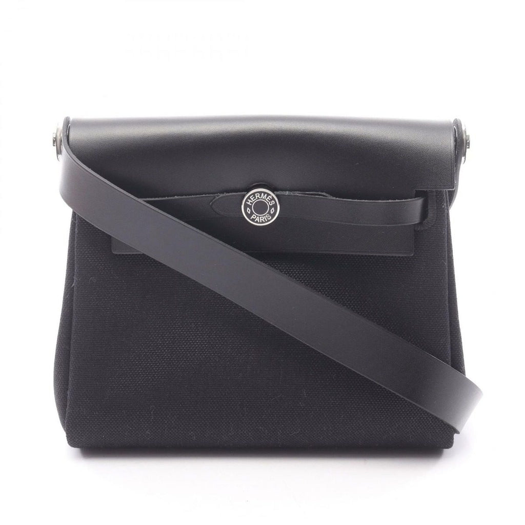 Hermes Shoulder Bag Herbag Zip Mini Black Canvas Leather