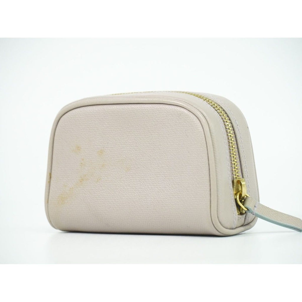 Chanel Coco Button Pouch Case Leather Grey — view 2
