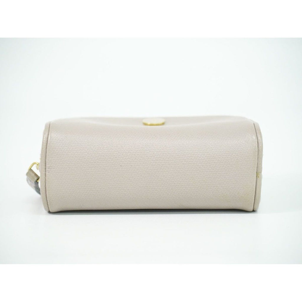 Chanel Coco Button Pouch Case Leather Grey — view 3