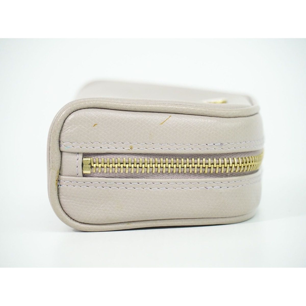Chanel Coco Button Pouch Case Leather Grey — view 4