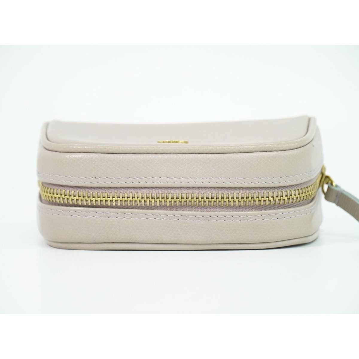 Chanel Coco Button Pouch Case Leather Grey — view 5
