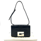 Gucci Croco Center Split Logo Shoulder Bag Black