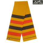 Hermes Cabas Wool Muffler Striped Mustard Yellow Scarf