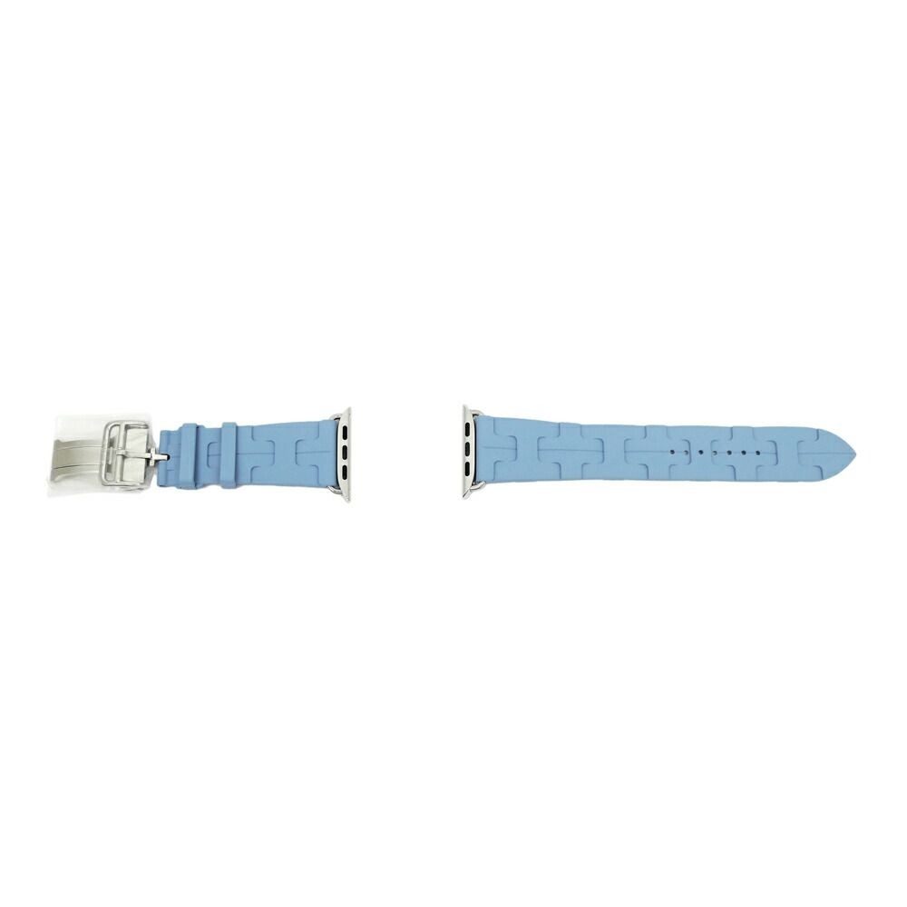 Hermes Simple Tour Kilim Blue Pastel Silver Apple Watch Strap