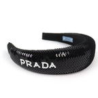 Prada Logo Sequin Headband Hair Black Recommended