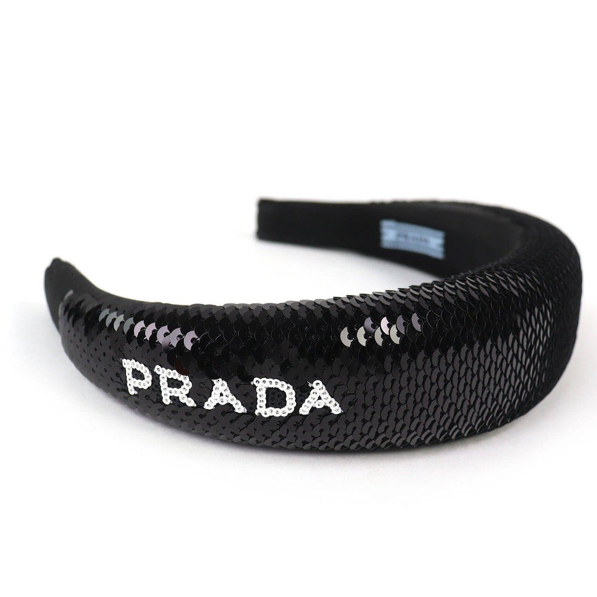 Prada Logo Sequin Headband Hair Black Recommended