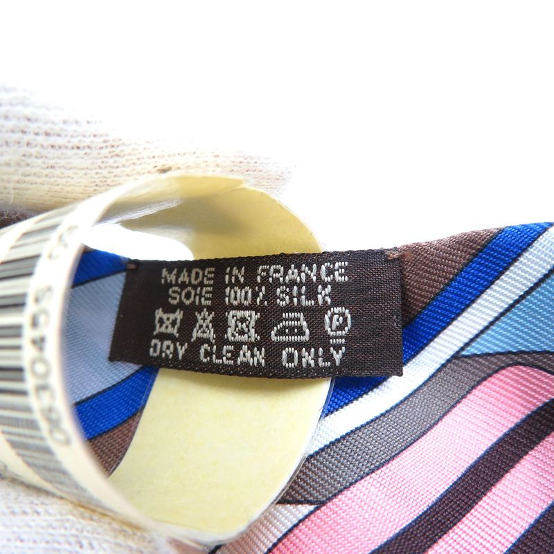 Hermes Twilly Zigzag Sangle Silk Rose Poudre Blanc Ciel Pink Scarf 0251 — view 3