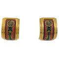 Hermes Enamel Earrings Cloisonne Gold Plated