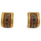 Hermes Enamel Earrings Cloisonne Gold Plated