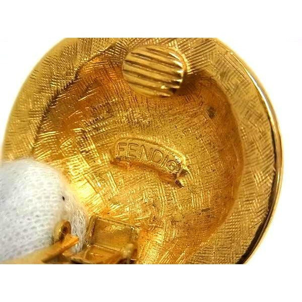 Fendi Ear Accessories Clip-on Round Earrings Gold Metal Roman God Janus — view 2
