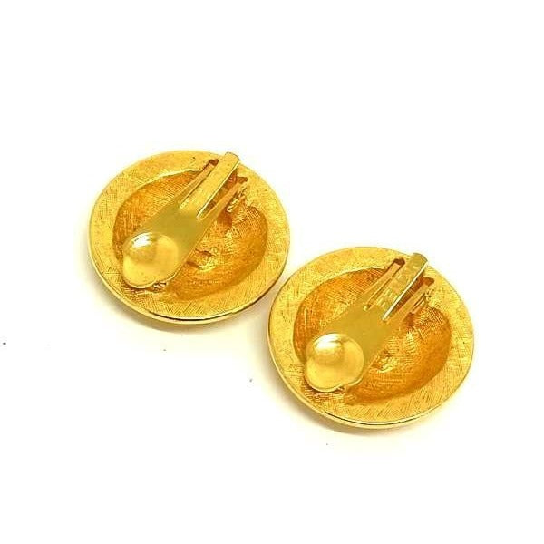 Fendi Ear Accessories Clip-on Round Earrings Gold Metal Roman God Janus — view 3