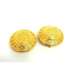 Fendi Ear Accessories Clip-on Round Earrings Gold Metal Roman God Janus