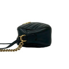 Gucci GG Marmont Logo Quilted Leather Chain Mini Shoulder Bag Pochette Black — view 5