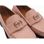 Gucci Interlocking G Loafer Shoes Cutout Pink Black — view 7