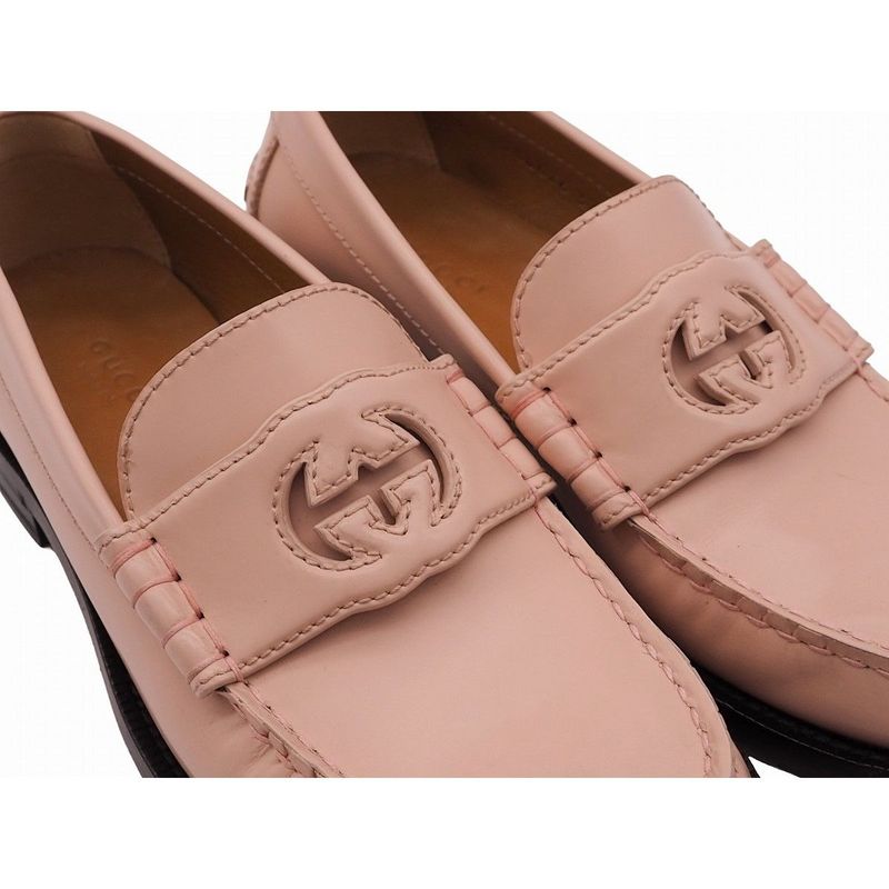 Gucci Interlocking G Loafer Shoes Cutout Pink Black — view 7