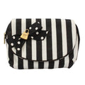 Dior Striped Cosmetics Canvas Black White Pouch Gold