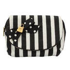 Dior Striped Cosmetics Canvas Black White Pouch Gold