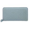 Bottega Veneta Intrecciato Leather Light Blue Round Zipper Long Wallet 1370