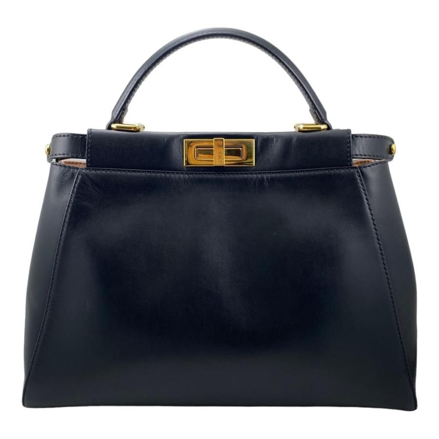 Fendi 8 Bn226 Peekaboo Medium Black Shoulder Bag Gold Hardware — view 2