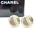Chanel CC Logo Earrings Metal Silver