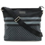 Gucci Diamante Shoulder Bag Crossbody Nylon Leather Black Gray Silver