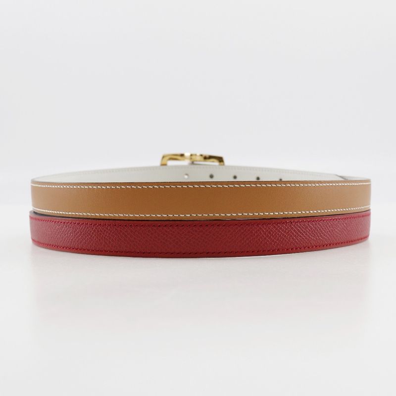 Hermes Reversible Courchevel Swift Blue Indigo Rouge Vif 0 Belt — view 7
