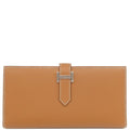Hermes Long Wallet Bearn Souffle Vaux Epson Gold Silver Hardware Brown