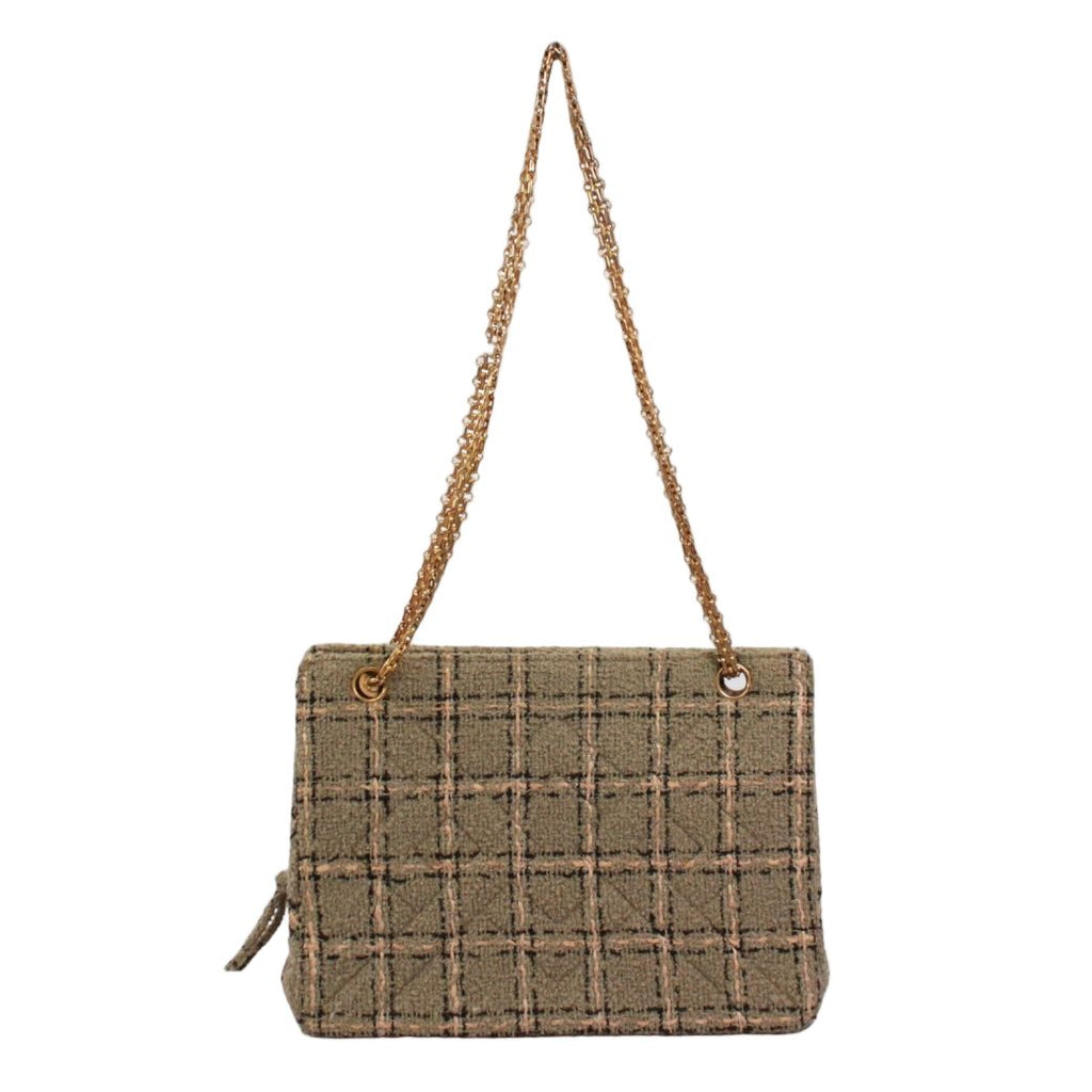 Chanel Tweed Pink Beige Shoulder Bag Gold